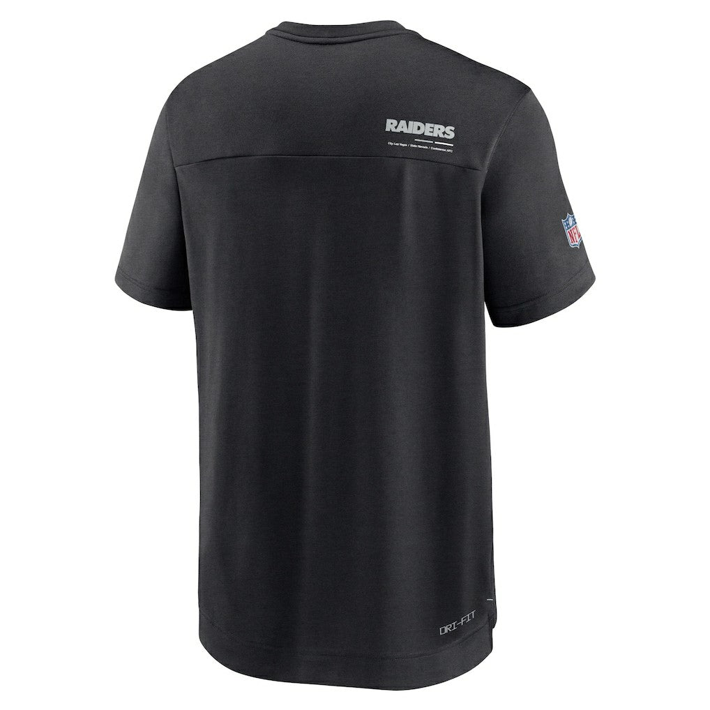 Las Vegas Raiders Sideline Coach Chevron Lock Up Logo V-Neck Performance T-Shirt Black - Nike