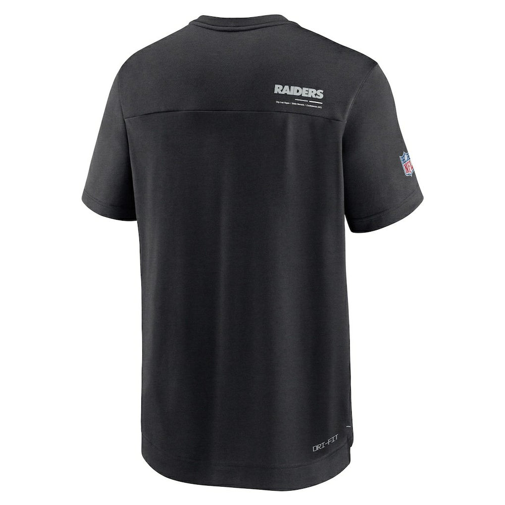 Las Vegas Raiders Sideline Coach Chevron Lock Up Logo V-Neck Performance T-Shirt Black - Nike