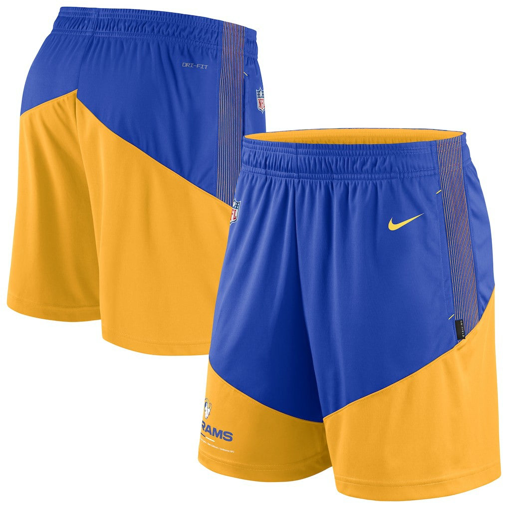 Los Angeles Rams Sideline Primary Lockup Performance Shorts Royal/Gold - Nike