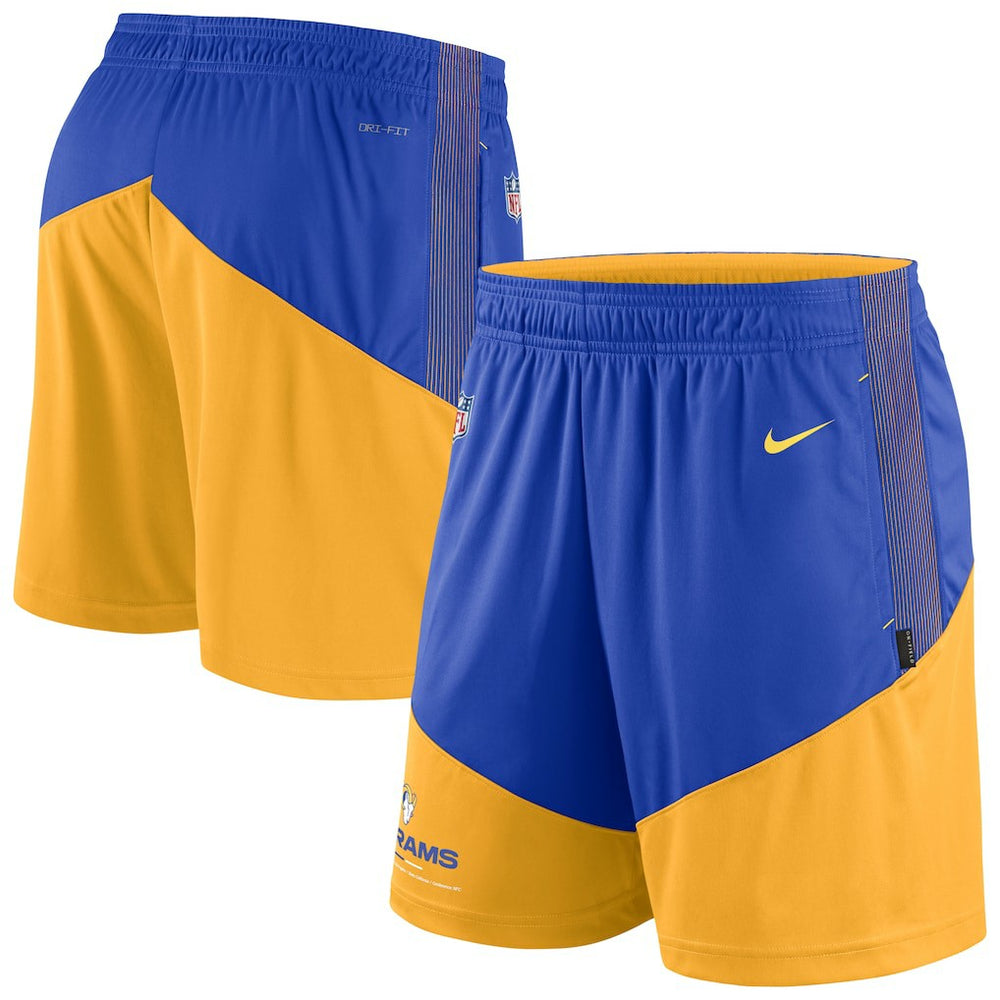 Los Angeles Rams Sideline Primary Lockup Performance Shorts Royal/Gold - Nike