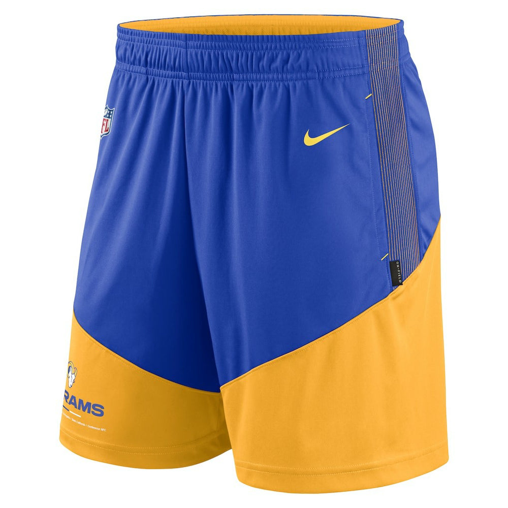 Los Angeles Rams Sideline Primary Lockup Performance Shorts Royal/Gold - Nike