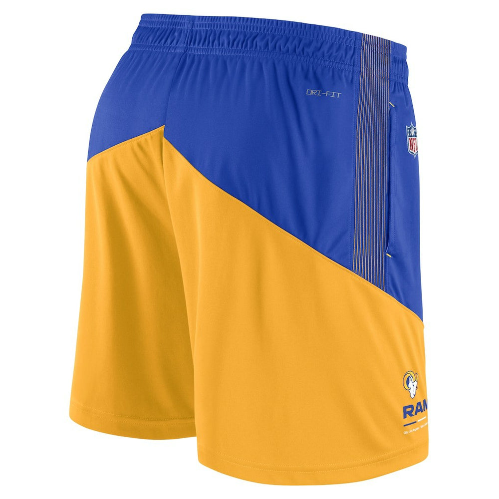 Los Angeles Rams Sideline Primary Lockup Performance Shorts Royal/Gold - Nike