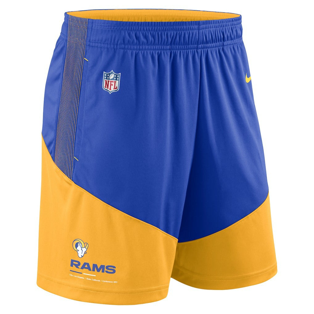 Los Angeles Rams Sideline Primary Lockup Performance Shorts Royal/Gold - Nike