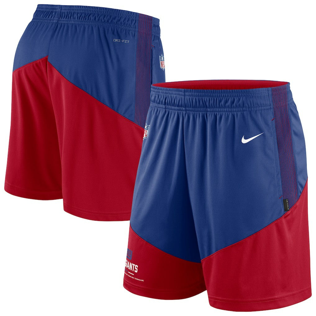 New York Giants Sideline Primary Lockup Performance Shorts Royal/Red - Nike