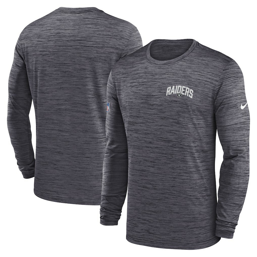Las Vegas Raiders Sideline Velocity Athletic Stack Performance Long Sleeve T-Shirt Charcoal - Nike