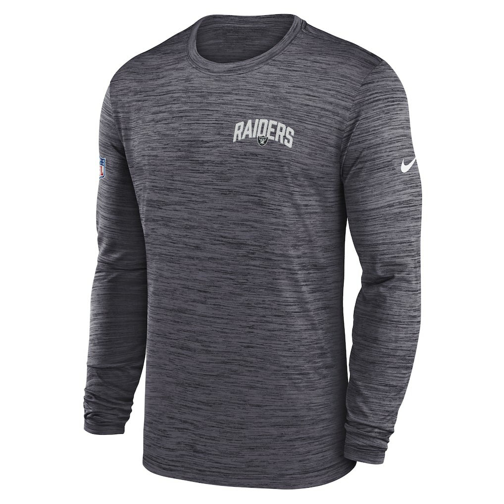 Las Vegas Raiders Sideline Velocity Athletic Stack Performance Long Sleeve T-Shirt Charcoal - Nike