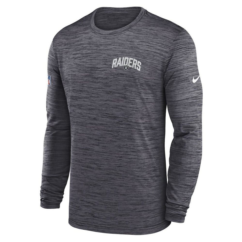 Las Vegas Raiders Sideline Velocity Athletic Stack Performance Long Sleeve T-Shirt Charcoal - Nike