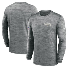 New Orleans Saints Sideline Velocity Athletic Stack Performance Long Sleeve T-Shirt Gray - Nike