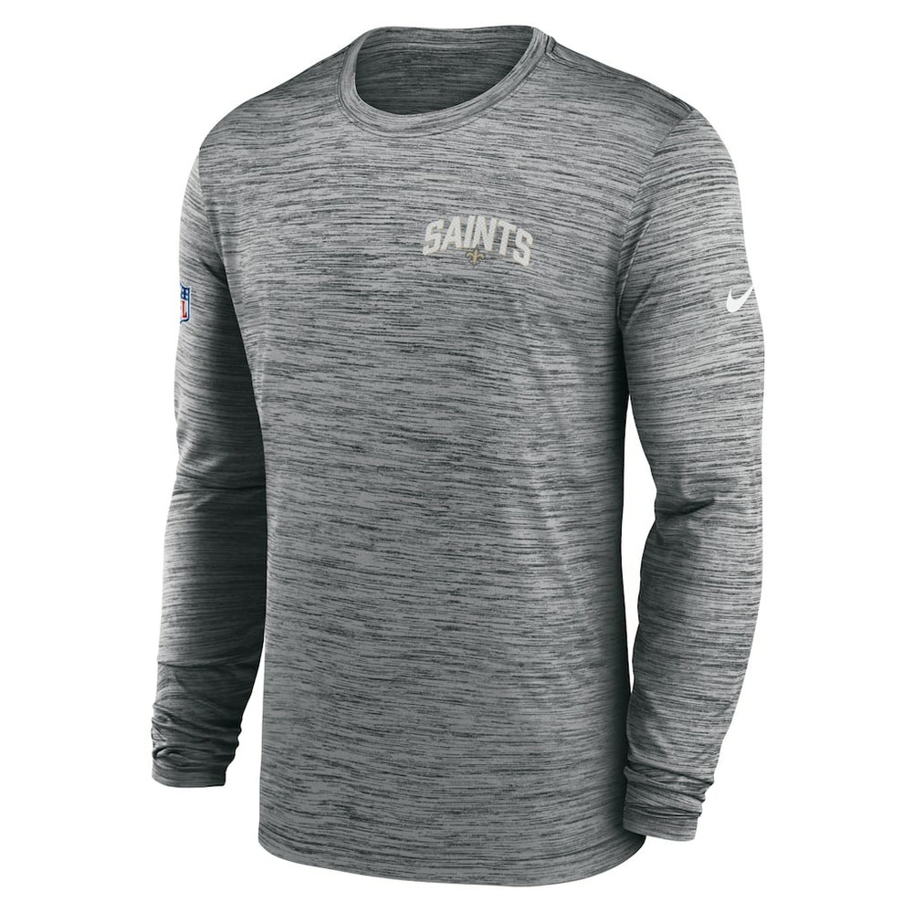 New Orleans Saints Sideline Velocity Athletic Stack Performance Long Sleeve T-Shirt Gray - Nike