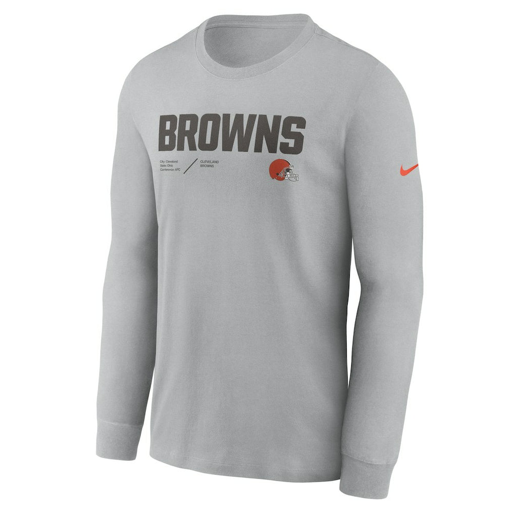 Cleveland Browns Sideline Infograph Lock Up Performance Long Sleeve T-Shirt Silver - Nike