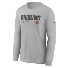 Cleveland Browns Sideline Infograph Lock Up Performance Long Sleeve T-Shirt Silver - Nike