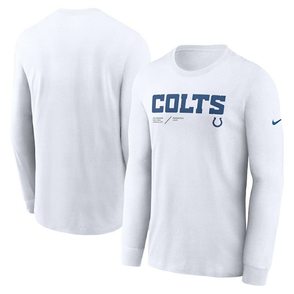Indianapolis Colts Sideline Infograph Lock Up Performance Long Sleeve T-Shirt White - Nike