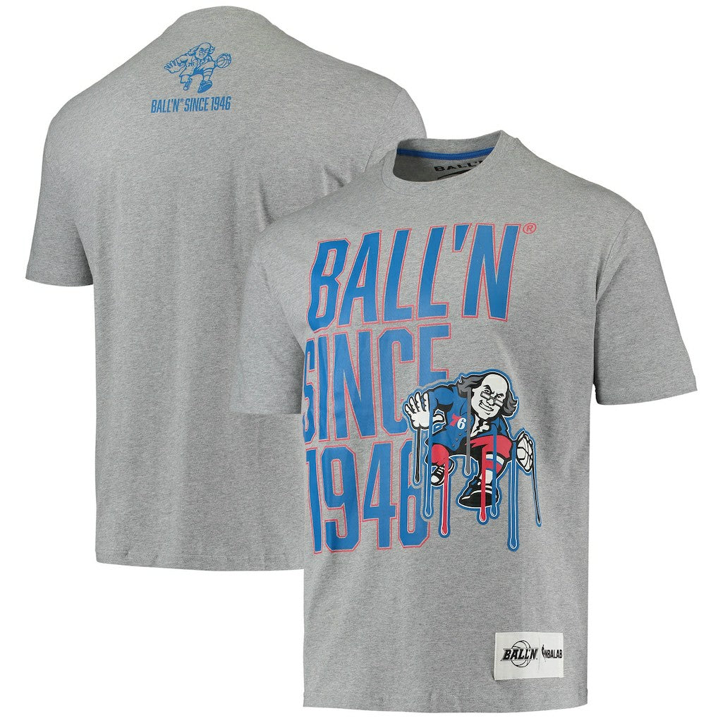 NBA - Philadelphia 76ers BALL'N Since 1946 T-Shirt - Heathered Gray