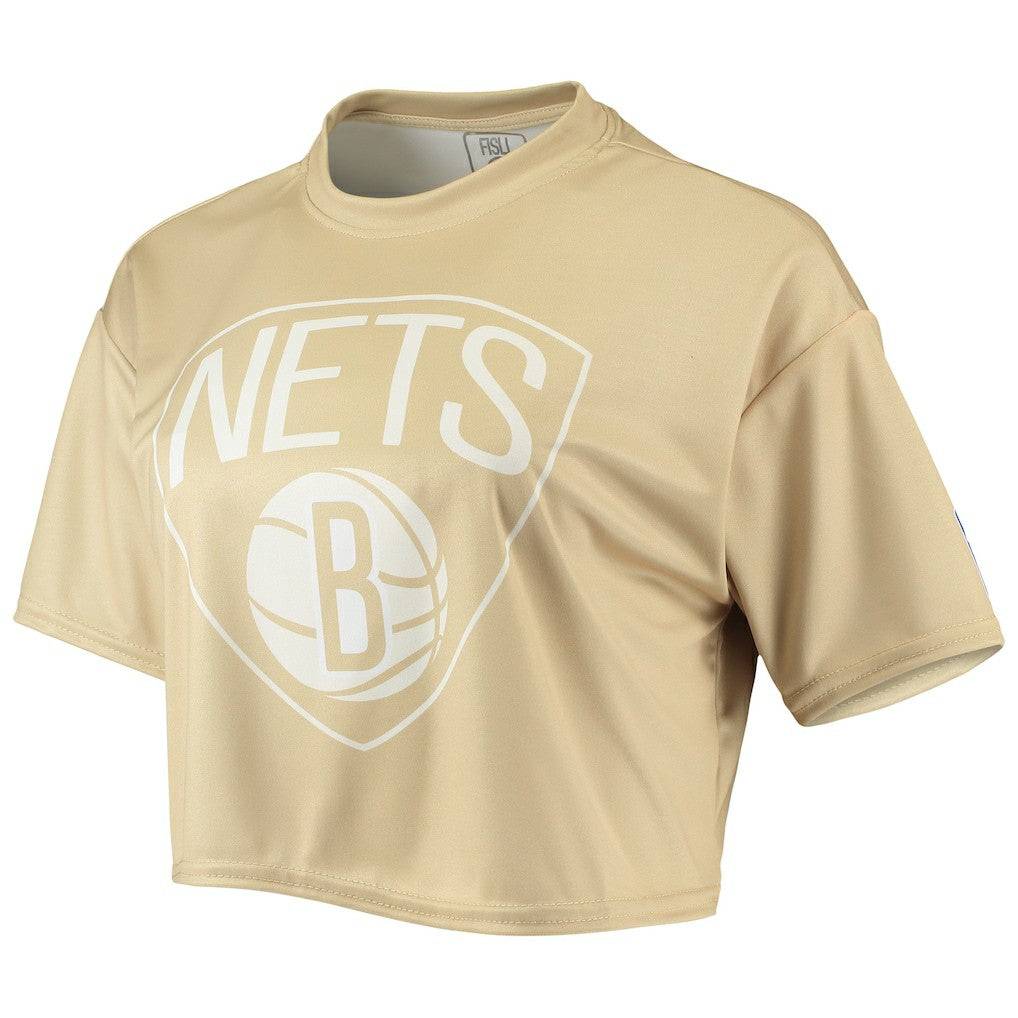NBA - Brooklyn Nets Women's Tan Sand Crop Top