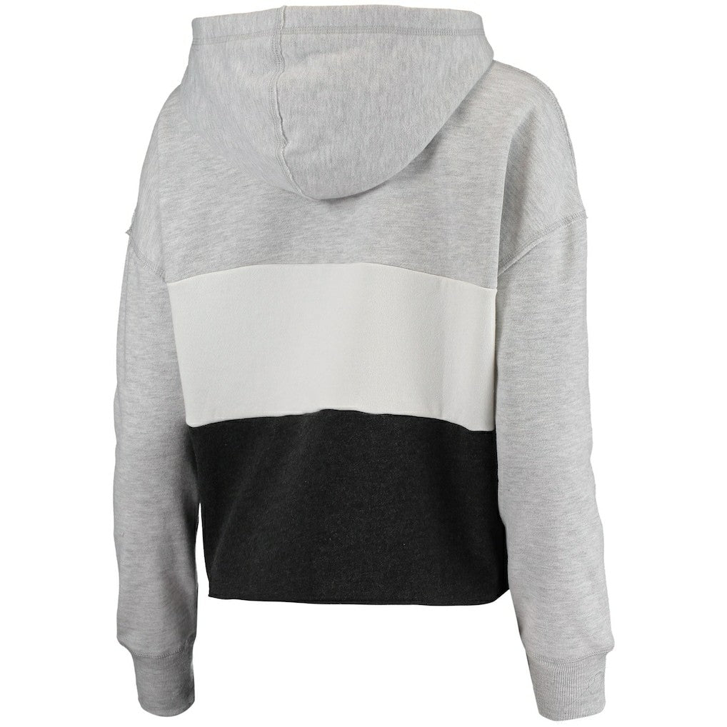 47 brand - Brooklyn Nets '47 Women's Lizzy Cutoff Pullover Hoodie - Heathered Gray/Heathered Black