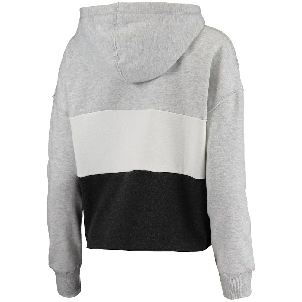 47 brand - Brooklyn Nets '47 Women's Lizzy Cutoff Pullover Hoodie - Heathered Gray/Heathered Black