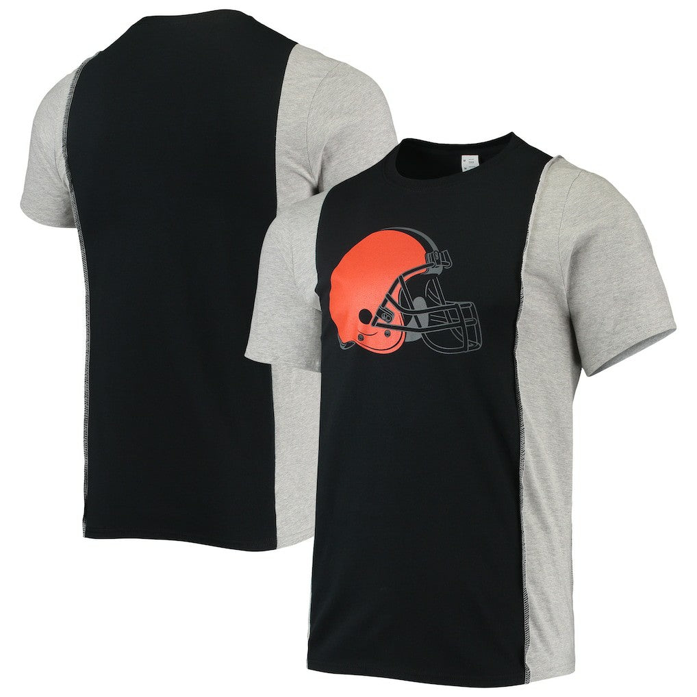 Cleveland Browns Refried Apparel Sustainable Split T-Shirt Black/Heathered Gray - NFL