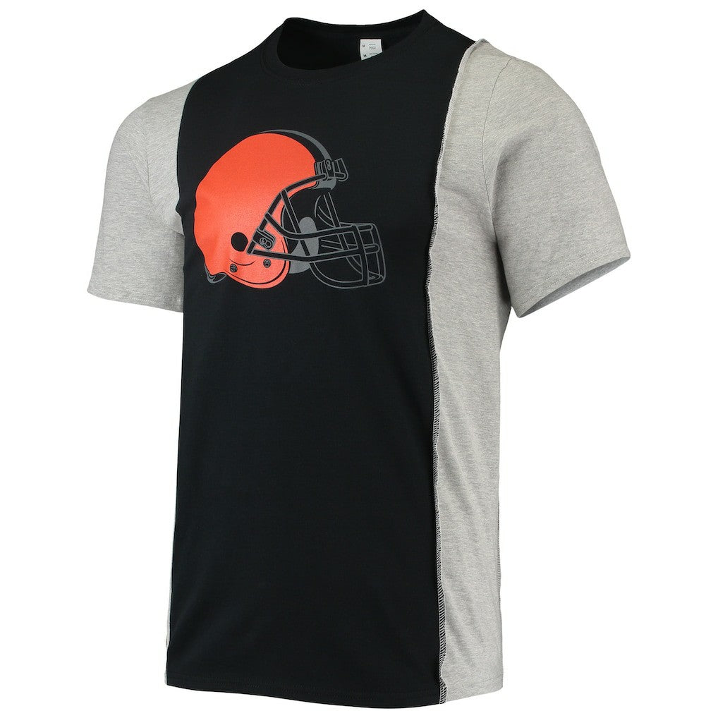 Cleveland Browns Refried Apparel Sustainable Split T-Shirt Black/Heathered Gray - NFL