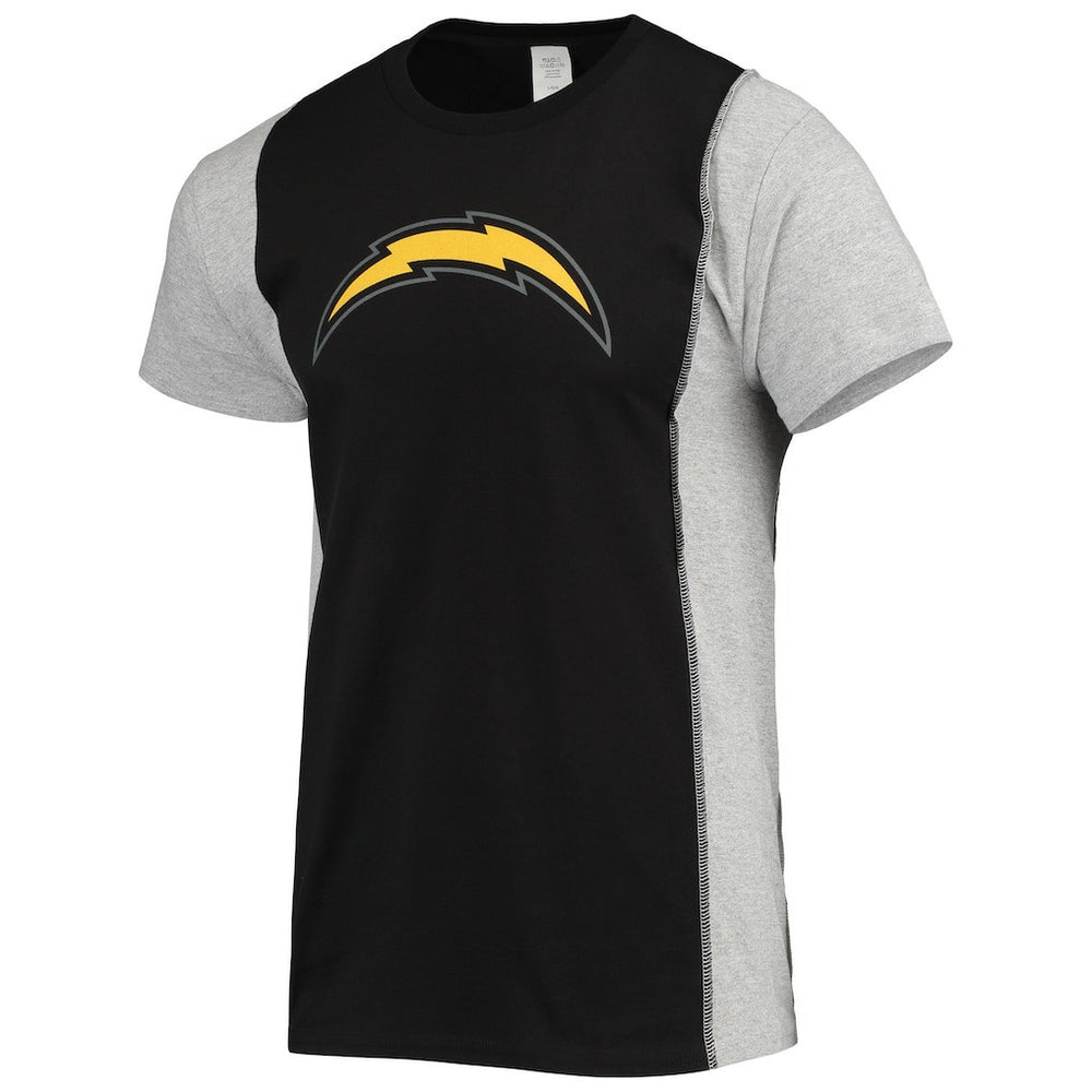 Los Angeles Chargers Refried Apparel Sustainable Split T-Shirt Black/Heathered Gray - NFL