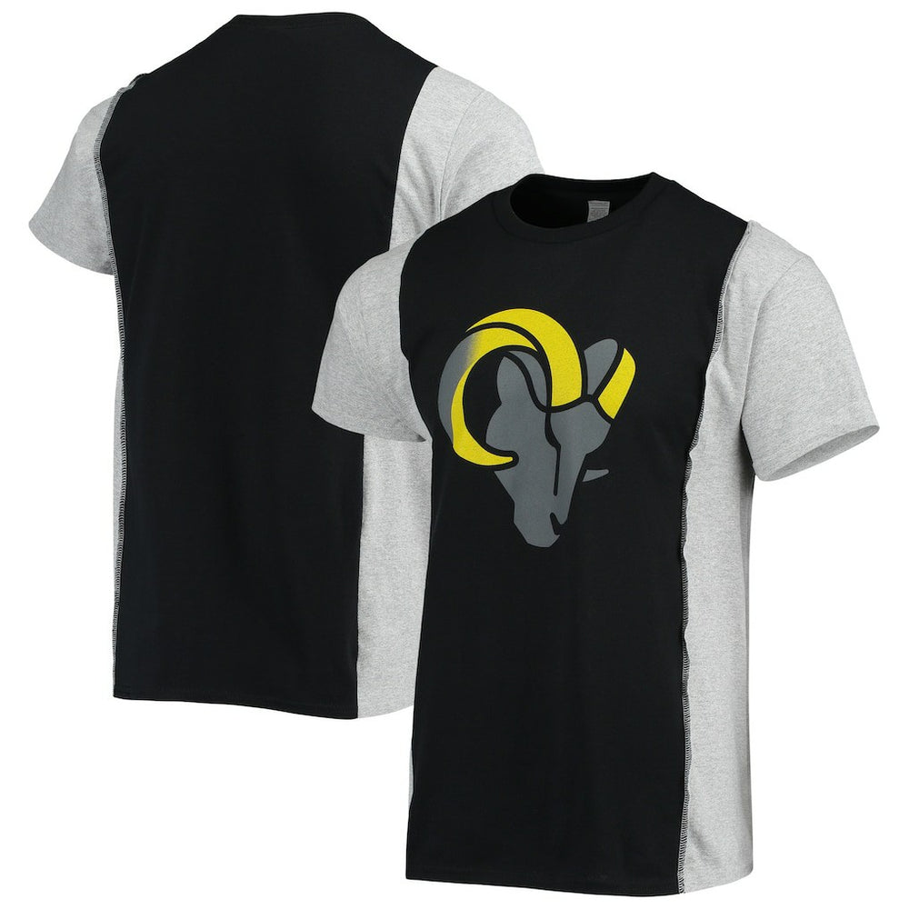 Los Angeles Rams Refried Apparel Sustainable Split T-Shirt Black/Heathered Gray - NFL