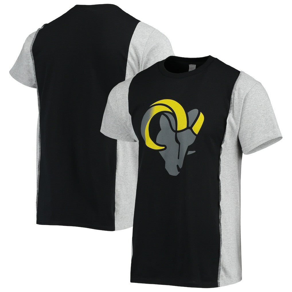 Los Angeles Rams Refried Apparel Sustainable Split T-Shirt Black/Heathered Gray - NFL