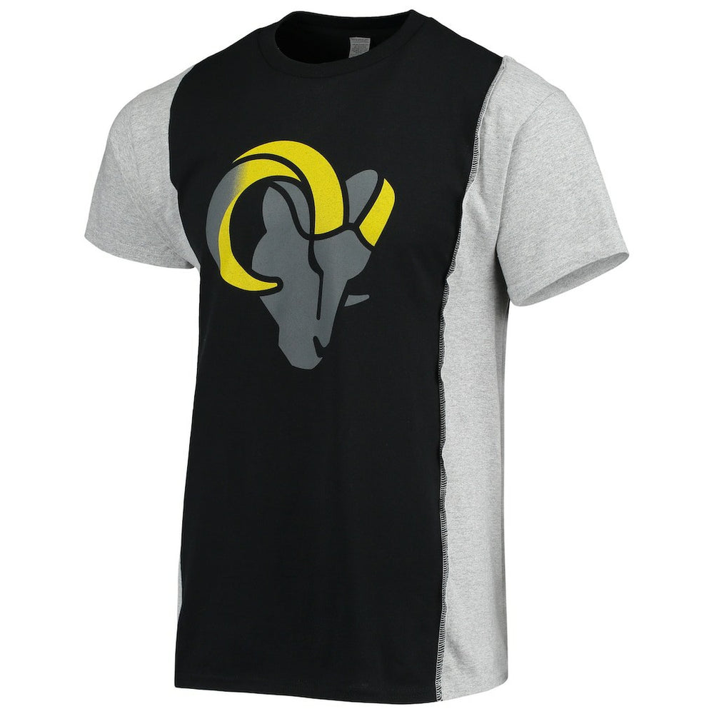 Los Angeles Rams Refried Apparel Sustainable Split T-Shirt Black/Heathered Gray - NFL