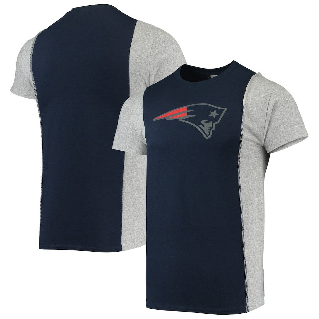 New England Patriots Refried Apparel Sustainable Split T-Shirt Navy/Heathered Gray - NFL