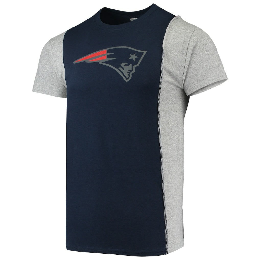 New England Patriots Refried Apparel Sustainable Split T-Shirt Navy/Heathered Gray - NFL