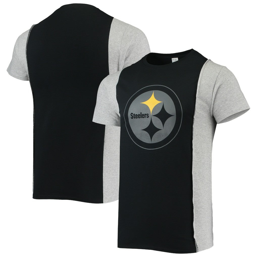 Pittsburgh Steelers Refried Apparel Sustainable Split T-Shirt Black/Heathered Gray - NFL