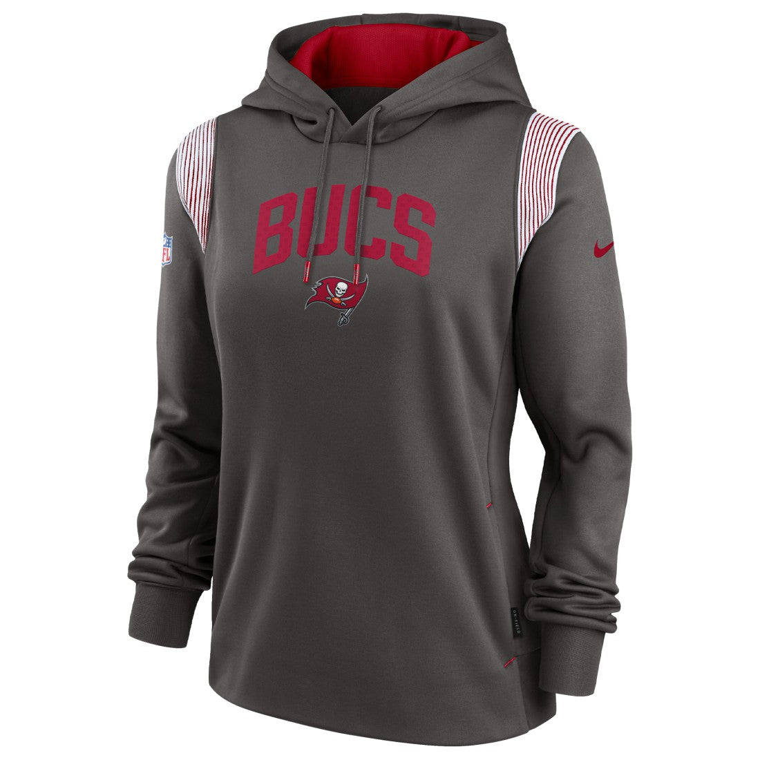 Tampa Bay Buccaneers Women's Sideline Stack Performance Pullover Hoodie Pewter - Nike