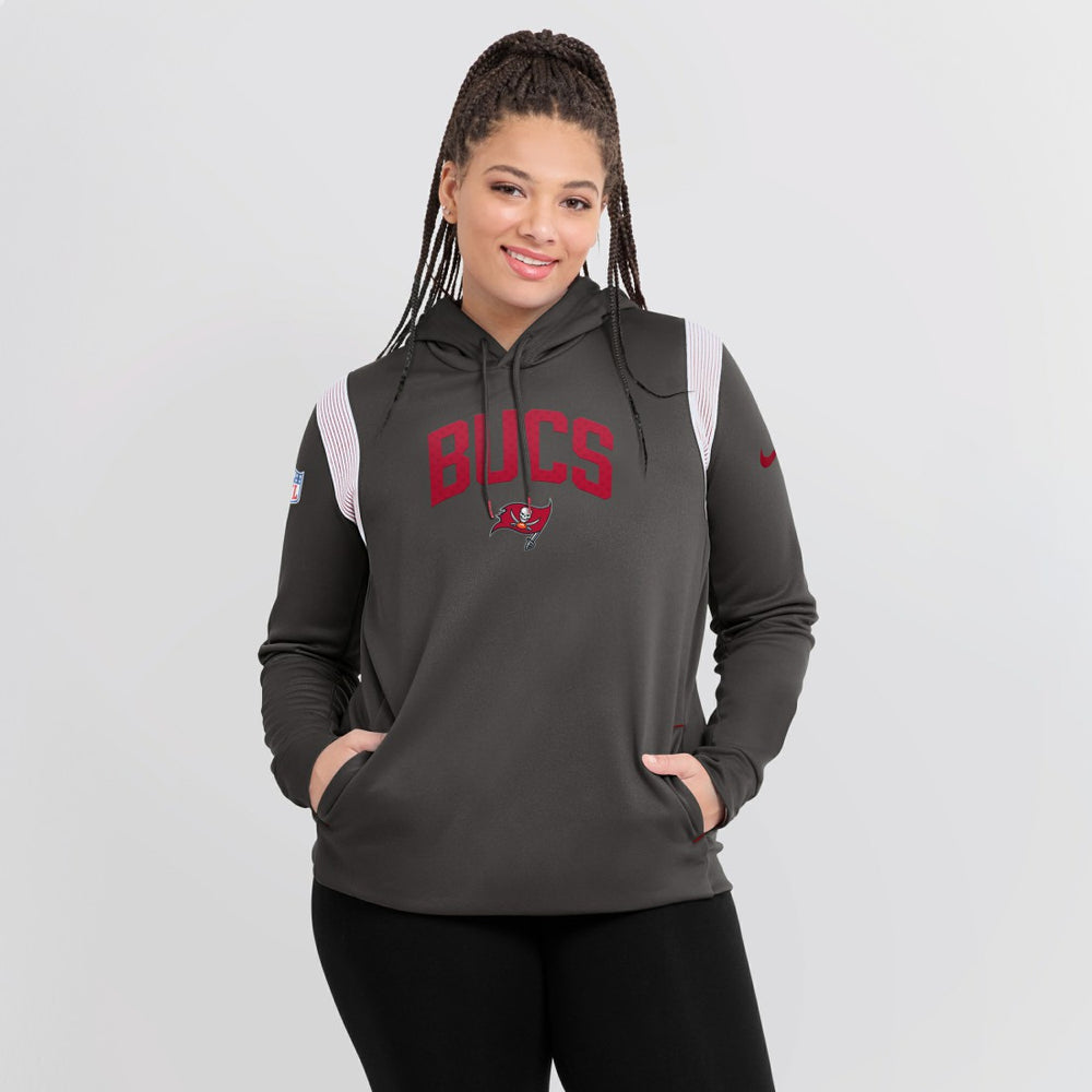Tampa Bay Buccaneers Women's Sideline Stack Performance Pullover Hoodie Pewter - Nike