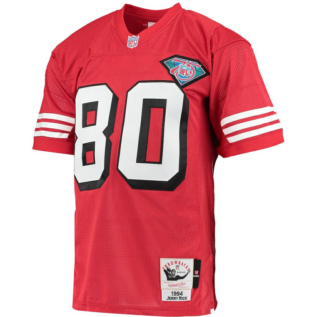 Jerry Rice San Francisco 49ers 1994 Authentic Throwback Retired Player Jersey Scarlet - Mitchell & Ness