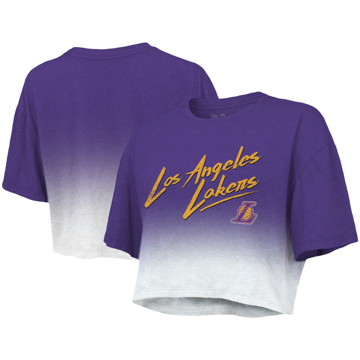 NBA - Los Angeles Lakers Majestic Threads Women's Dirty Dribble Tri-Blend Cropped T-Shirt - Purple/White
