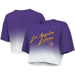 NBA - Los Angeles Lakers Majestic Threads Women's Dirty Dribble Tri-Blend Cropped T-Shirt - Purple/White