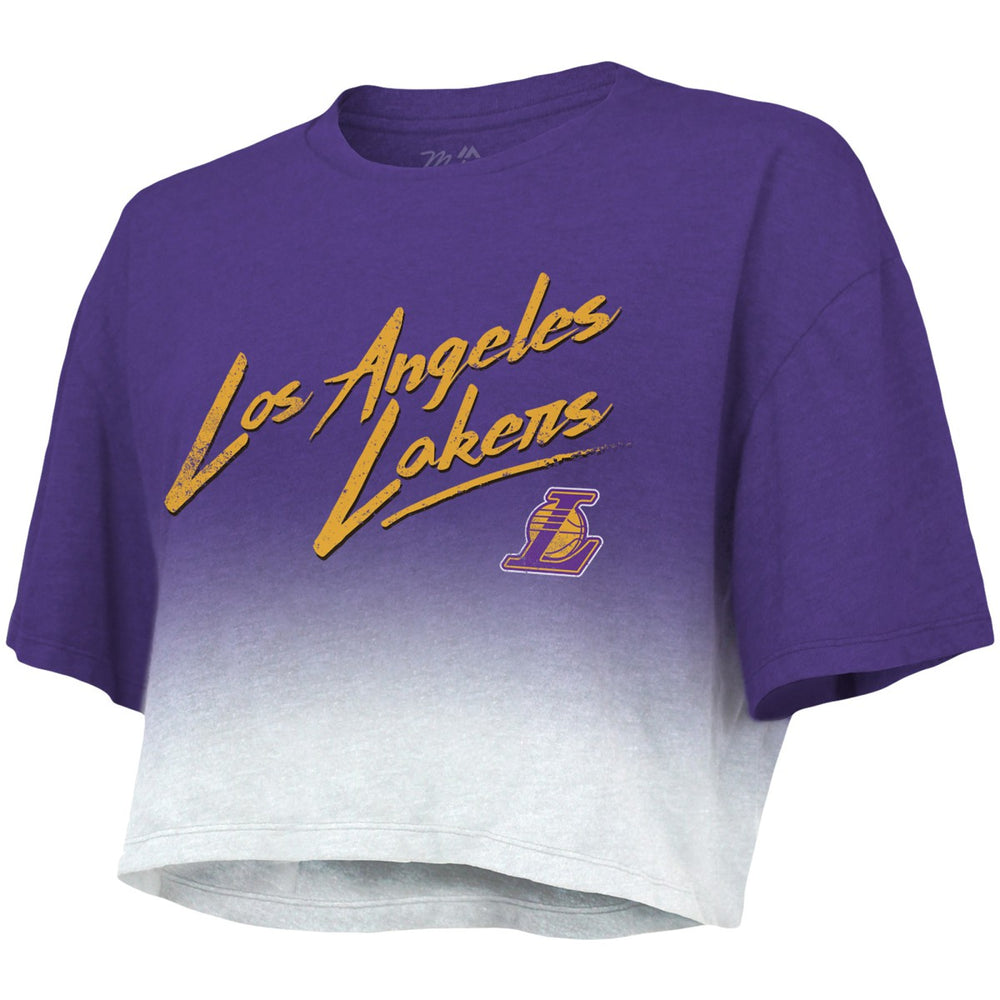 NBA - Los Angeles Lakers Majestic Threads Women's Dirty Dribble Tri-Blend Cropped T-Shirt - Purple/White