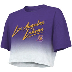 NBA - Los Angeles Lakers Majestic Threads Women's Dirty Dribble Tri-Blend Cropped T-Shirt - Purple/White