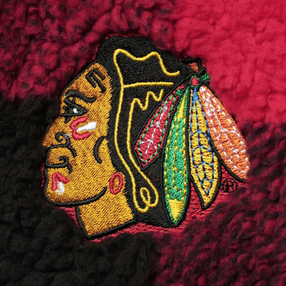 Chicago Blackhawks G-III 4Her by Carl Banks Women's Plaid Sherpa Quarter-Zip Jacket Red/Black