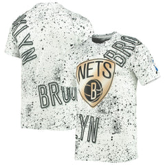 NBA - Brooklyn Nets FISLL Gold Foil Splatter Print T-Shirt - White