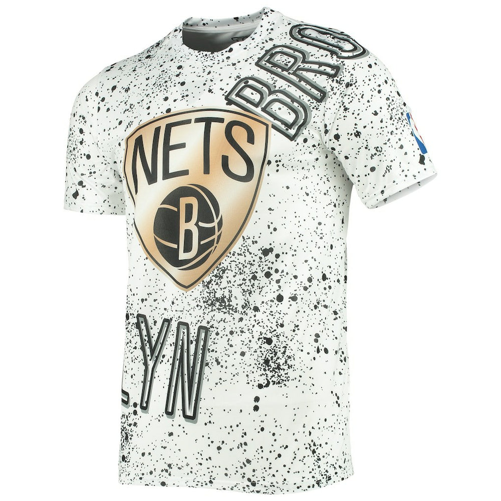 NBA - Brooklyn Nets FISLL Gold Foil Splatter Print T-Shirt - White