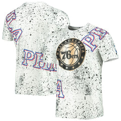 NBA - Philadelphia 76ers FISLL Gold Foil Splatter Print T-Shirt - White
