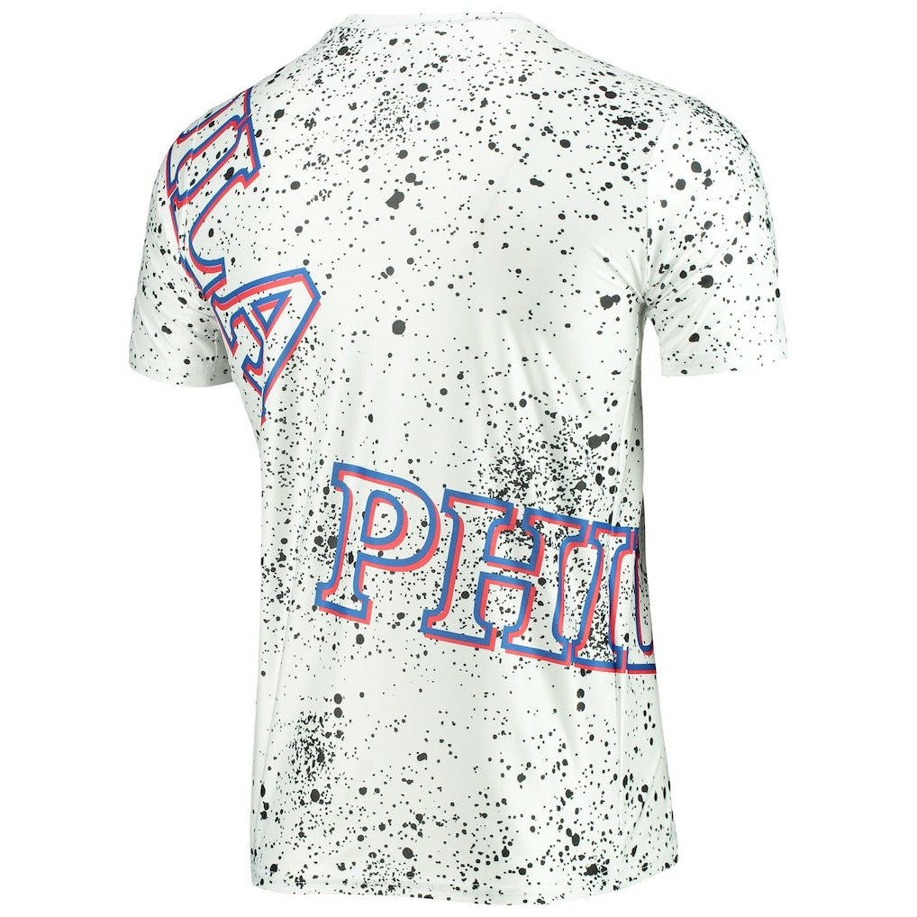 NBA - Philadelphia 76ers FISLL Gold Foil Splatter Print T-Shirt - White