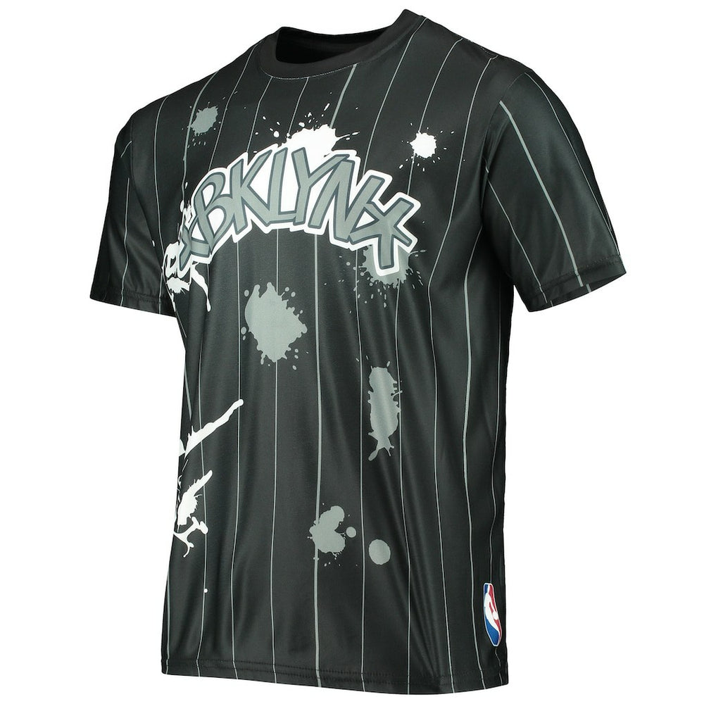 NBA - Brooklyn Nets FISLL Striped Splatter T-Shirt - Black