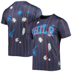 NBA - Philadelphia 76ers FISLL Striped Splatter T-Shirt - Navy