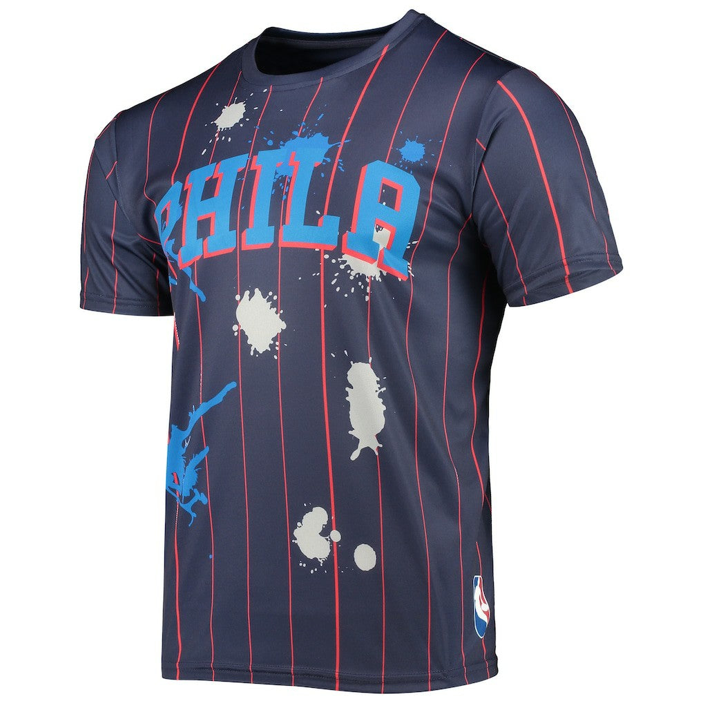 NBA - Philadelphia 76ers FISLL Striped Splatter T-Shirt - Navy