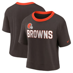 Cleveland Browns Women's High Hip Fashion Cropped Top Brown - Nike