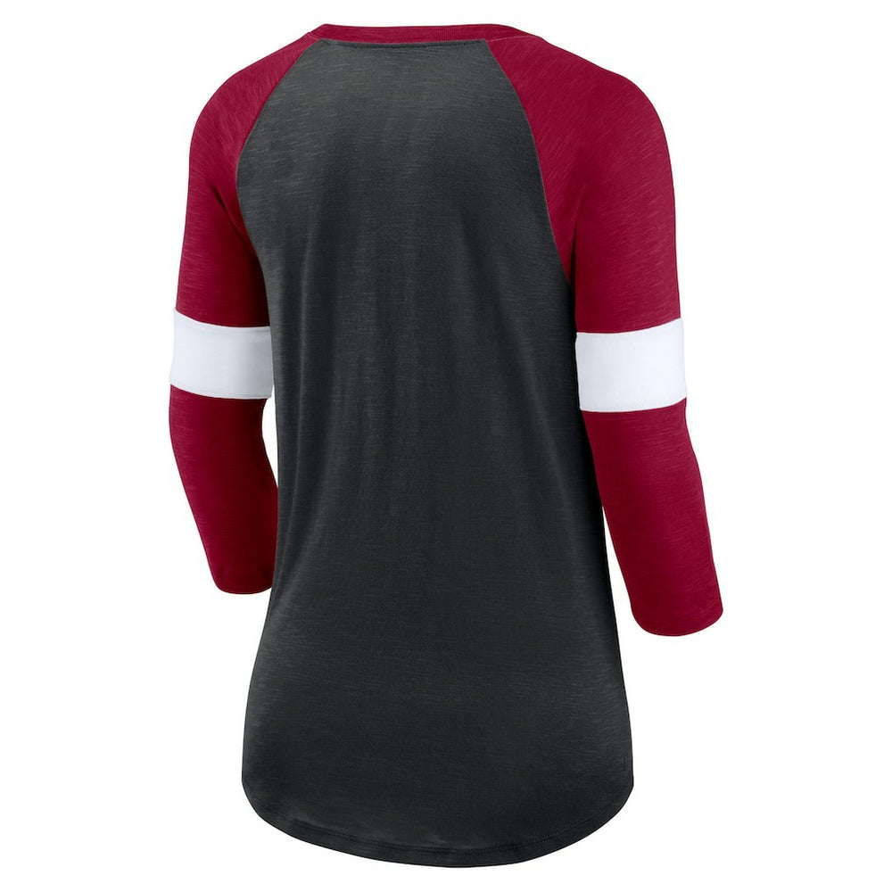 Washington Commanders Women's Football Pride Raglan 3/4-Sleeve T-Shirt Heather Black/Burgundy - Nike