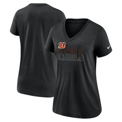 Cincinnati Bengals Women's Lock Up Tri-Blend V-Neck T-Shirt Heathered Black - Nike