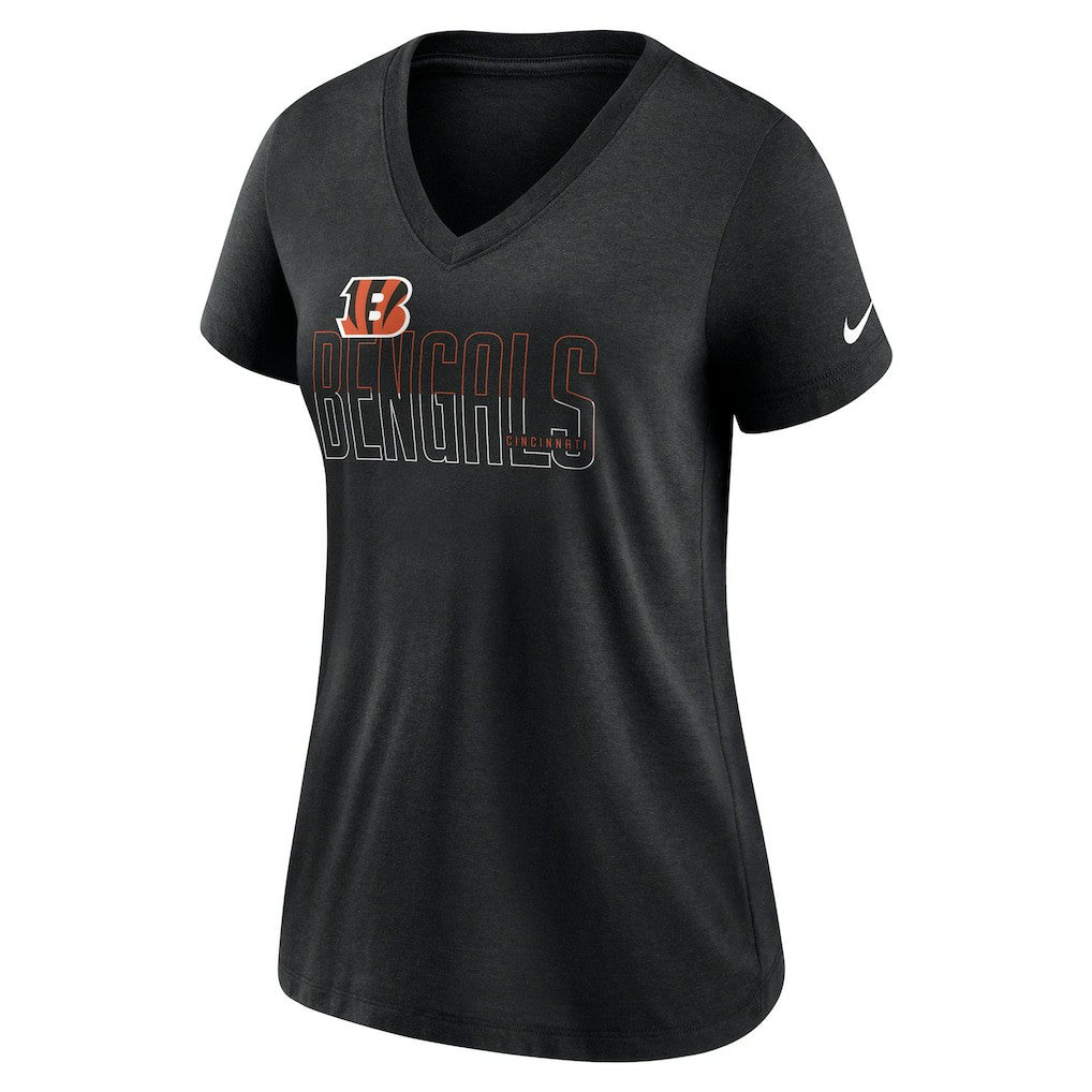 Cincinnati Bengals Women's Lock Up Tri-Blend V-Neck T-Shirt Heathered Black - Nike