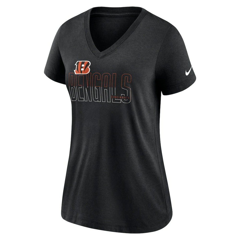 Cincinnati Bengals Women's Lock Up Tri-Blend V-Neck T-Shirt Heathered Black - Nike