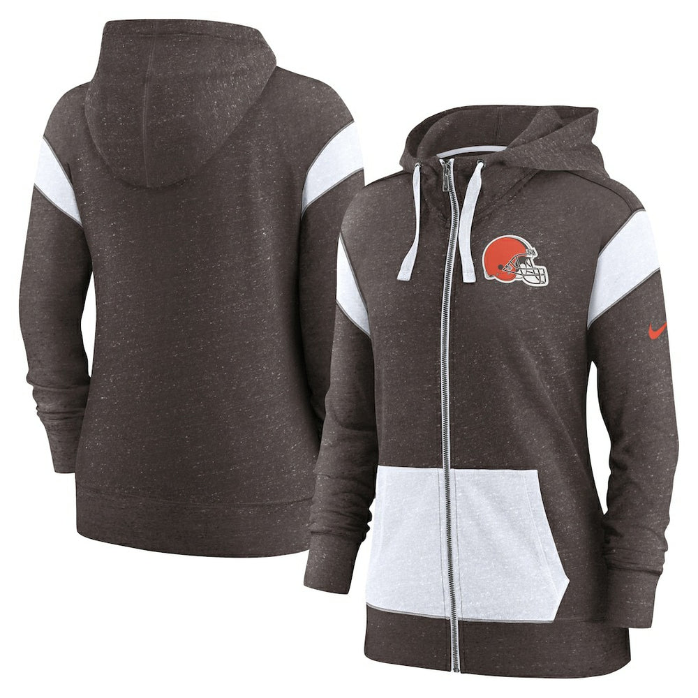 Cleveland Browns Women's Monaco Lightweight Full-Zip Hoodie Brown/White - Nike